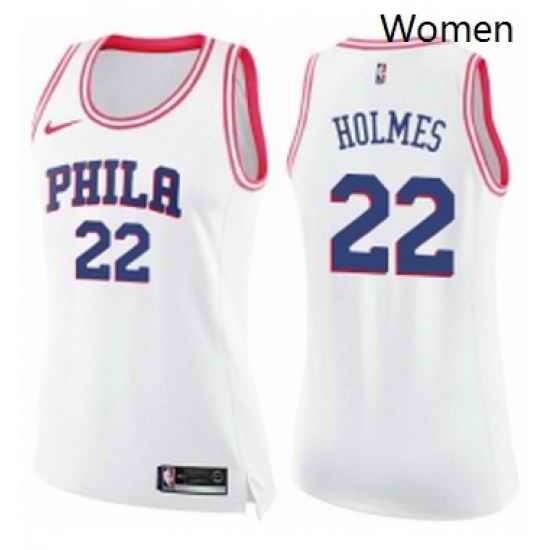 Womens Nike Philadelphia 76ers 22 Richaun Holmes Swingman WhitePink Fashion NBA Jersey